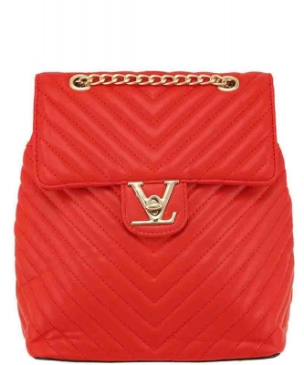 Chevron Quilted V Buckle Backpack 6652C RED /